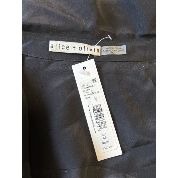Alice and Olivia Willa Button Front Floral Silk Top Size XS Le Parisien $350 - Picture 7 of 14